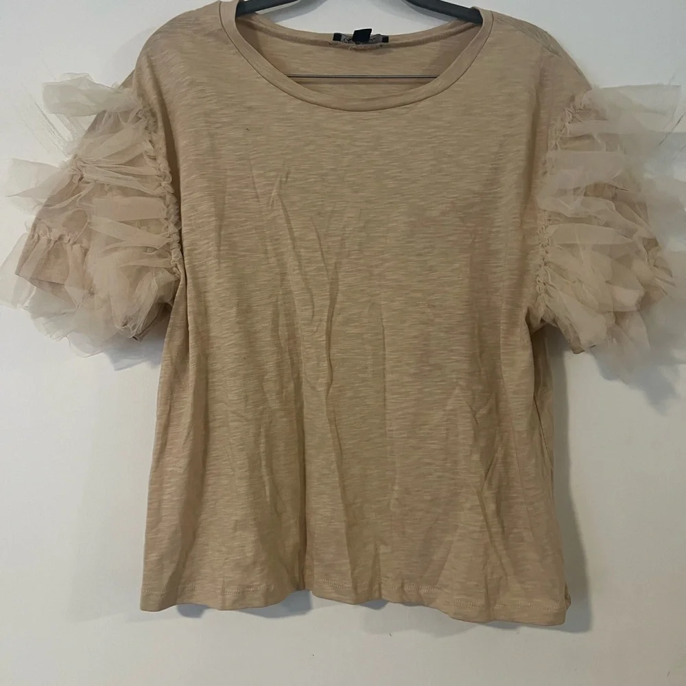 Chic Beige Ruffle Sleeve Top - Picture 1 of 3